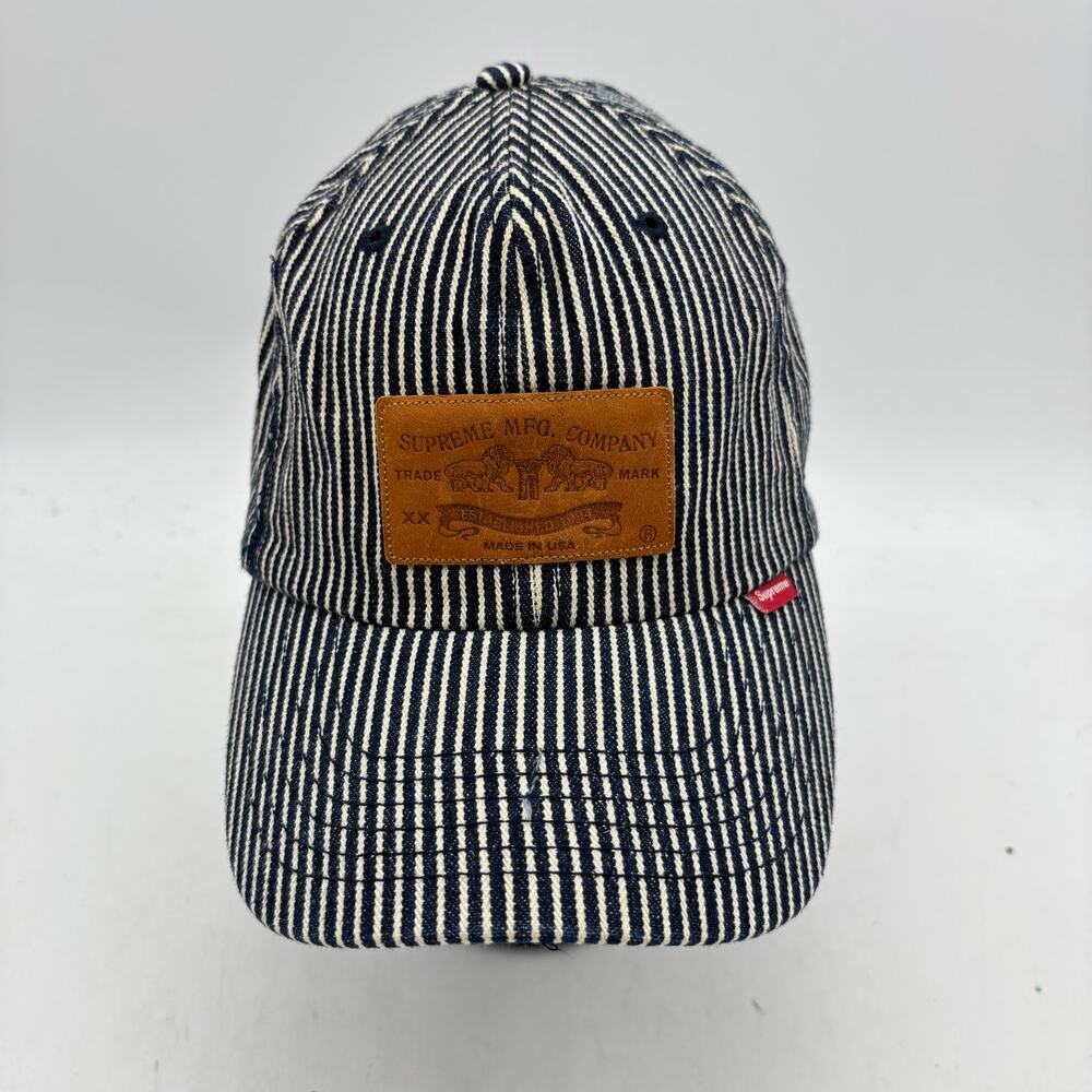 Supreme FW09 Striped Denim Levi's MFG Patch Hat Snapback